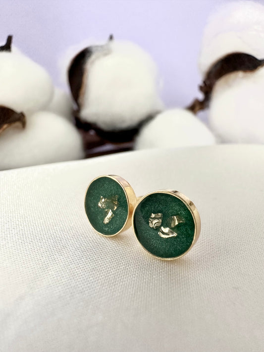 Dark green Earrings with golden stones